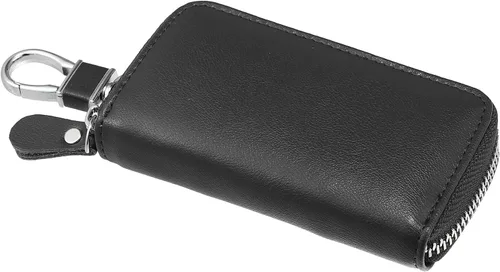 Miniatura 6 de X AUTOHAUX Estuche para llaves de coche con cremallera de piel sintética multifuncional universal para llaves de coche, bolsillo para llave remota