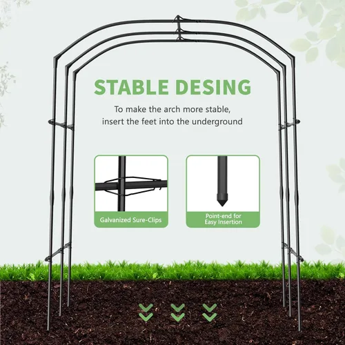 Miniatura 3 de DoCred Enrejado de arco de jardín alto para plantas trepadoras, 87 pulgadas de alto, soporte de metal para plantas trepadoras, arcos de enrejado