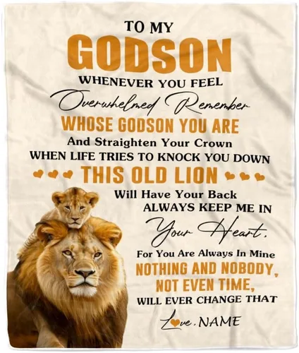 Miniatura 20 de Manta personalizada con texto en inglés «To My Godson», de Godmother Godmother Wolf Moon, My Love for You is Forever Godson Birthday Christmas