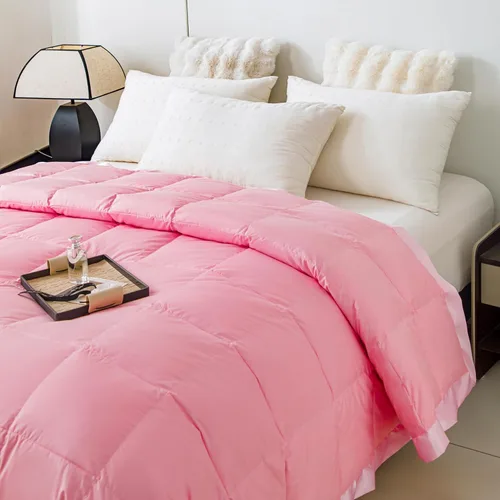 Miniatura 2 de Edredón ligero de plumón de ganso/relleno de edredón para verano/clima cálido con ribete satinado, silencioso y extra suave, color rosa