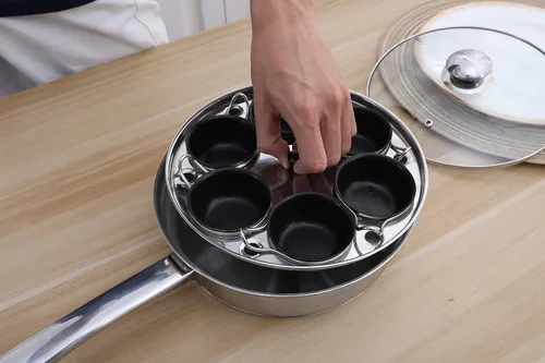 Miniatura 3 de Sartén para Huevos Escalfados de 6 Tazas - Olla para Huevos Escalfados de Acero Inoxidable – Juego de Utensilios de Cocina para Escalfar Huevos