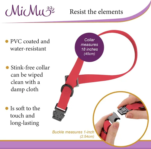 Miniatura 4 de MiMu Collar pequeño de silicona para perro, collar de perro elegante rosa de 17 pulgadas con hebilla de cierre y bucle de correa con anillo en D