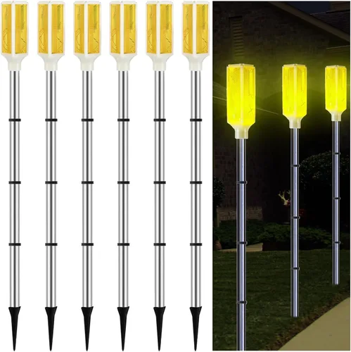 Miniatura 9 de Macarrie 6 marcadores de entrada alimentados por energía solar, luces reflectoras para paisaje, entrada de vehículos, reflectores en postes