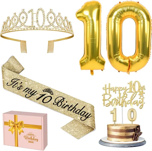 Miniatura 40 de Decoraciones doradas de 70 cumpleaños para mujer con banda y tiara de cumpleaños 70, adorno para pastel y velas, globos de números, regalos de 70