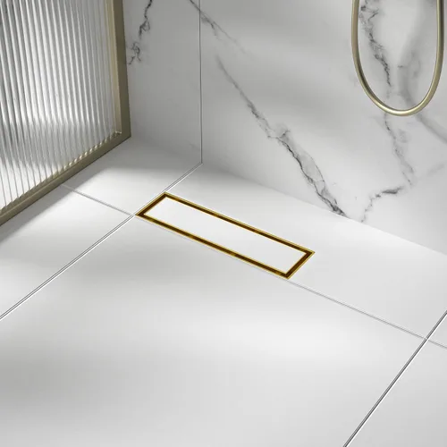 Miniatura 36 de Drenaje de ducha lineal de 12 pulgadas, drenaje de piso cepillado con rejilla de inserción de azulejos y colador de cabello, baño de acero