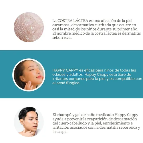 Miniatura 4 de Happy Cappy Champú medicado y gel de baño - Champú para caspa de bebé, ayuda a la tapa de la cuna y la dermatitis seborreica, reduce las escamas