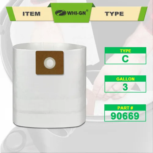 Miniatura 3 de Paquete de 5 bolsas de vacío Shop Vac de 3 galones – 90669 Bolsas de vacío tipo C, parte # 9066900 9066933