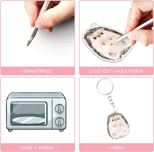 Miniatura 3 de Warckon El kit de hojas de plástico retráctil de 149 piezas incluye 24 piezas de papel de arte retráctil con 125 llaveros accesorios para niños