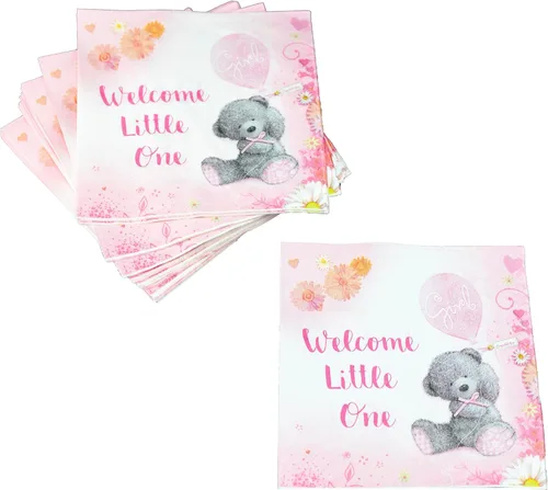 Miniatura 2 de Iconikal 75 servilletas de fiesta de baby shower, bebé niña, rosa bebé, servilletas desechables de papel para fiesta, tamaño cena