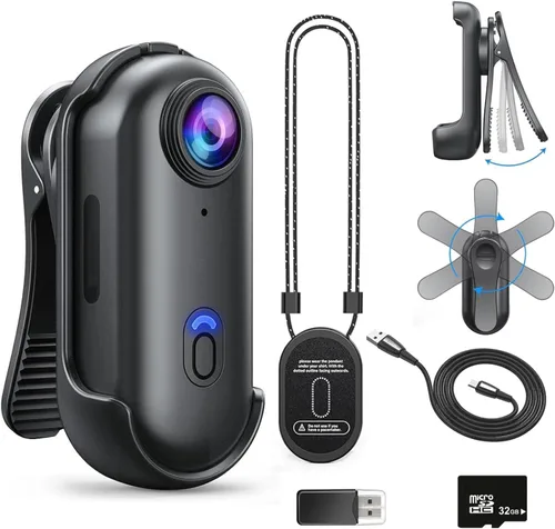 Miniatura 13 de JETO 1080P Mini cámara corporal 128GB, clip magnético portátil en la cámara, 150° gran angular POV, WiFi App Live View, Caso impermeable