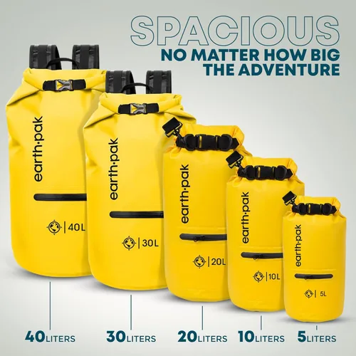 Miniatura 2 de Earth Pak Bolsa seca impermeable con bolsillo con cremallera, mochila impermeable para mantener el equipo seco Amarillo