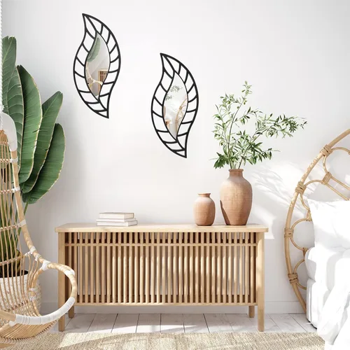 Miniatura 6 de Roowest 2 piezas espejo decorativo decoración de pared hoja lágrima espejo montado en pared decoraciones para sala de estar dormitorio baño tocador
