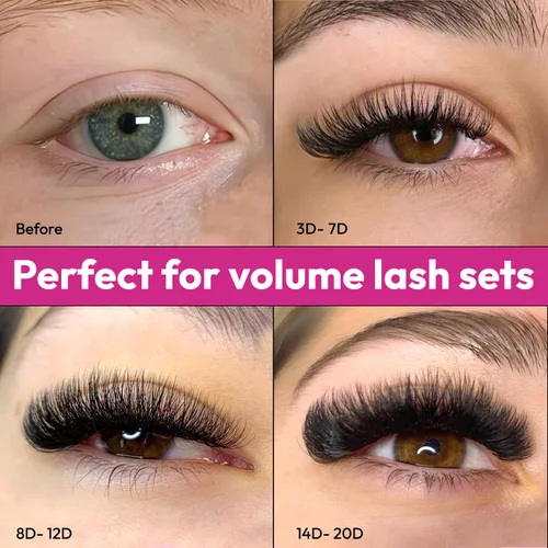 Miniatura 6 de Eyesy Lash 500 abanicos Promade: abanicos de pestañas prefabricadas con volumen para extensiones de pestañas, base puntiaguda, hechas a mano