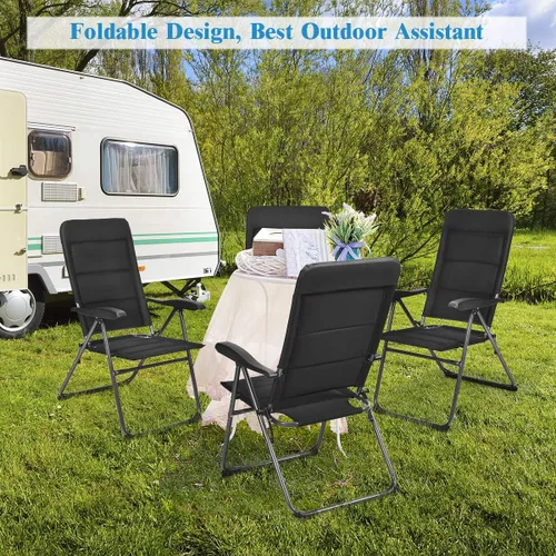 Miniatura 2 de Giantex Juego de 4 sillas de patio, sillas plegables con respaldo ajustable, sillas de exterior para bistró, cubierta, patio trasero, sillón