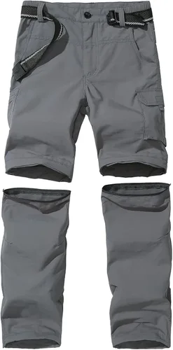 Pantalones de senderismo convertibles para niños, ligeros, de secado rápido, con cremallera, para niños, jóvenes, exteriores, UPF 50+, pantalones
