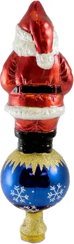 Miniatura 2 de Old World Christmas Adorno de cristal soplado con parte superior del árbol de Papá Noel para árbol de Navidad, decoración navideña hecha a mano