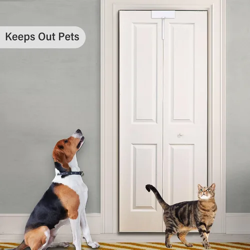 Miniatura 5 de Cerradura de puerta plegable de metal, cerraduras de seguridad para niños de doble puerta que mantienen a los niños pequeños, gatos y perros fuera
