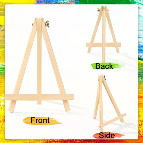 Miniatura 4 de AROIC Caballete de 9 pulgadas para pintar, paquete de 6 caballetes de madera para letreros, caballetes de mesa para pintar lienzos, caballete