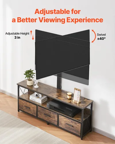Miniatura 5 de VEVOR Soporte de TV de 52 pulgadas con soporte para televisores de hasta 75 pulgadas, centro de entretenimiento con toma de corriente y luces LED