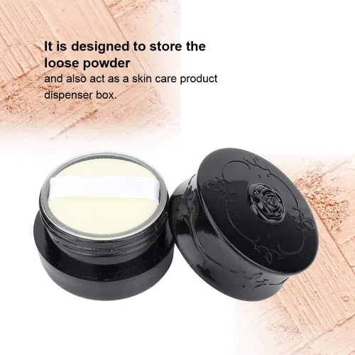 Miniatura 7 de Polvo suelto vacío, contenedor de soplo de polvo vintage rosa vacía maquillaje suelto dispensador de polvo caja cosmética con soplo de polvo negro