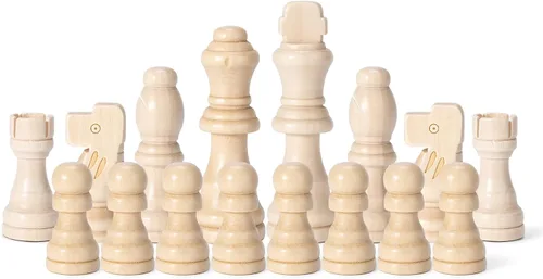 Miniatura 5 de Solo piezas de ajedrez de madera, 32 piezas de ajedrez de madera Staunton con rey de 3.15 pulgadas, peones de juego de ajedrez para juego de mesa