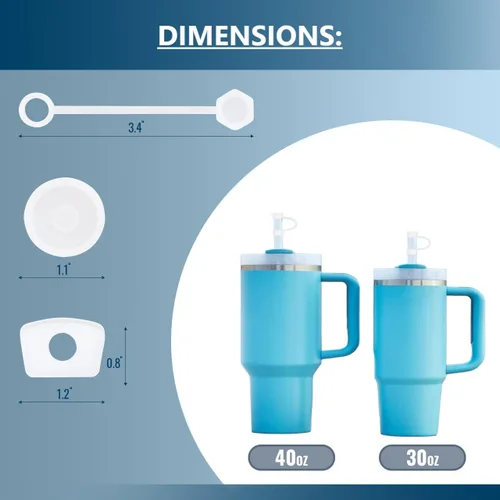Miniatura 5 de ODRAGO - Tapón de silicona a prueba de derrames, 6 piezas/3 juegos, compatible con Stanley Cup 1.0 y 2.0 de 40 onzas / 30 onzas, accesorios