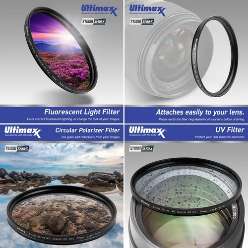 Miniatura 6 de Ultimaxx Kit completo de accesorios de filtro de lente de 3.031 in para lentes con 3.031 in Tamaño del filtro: filtro de densidad neutra variable