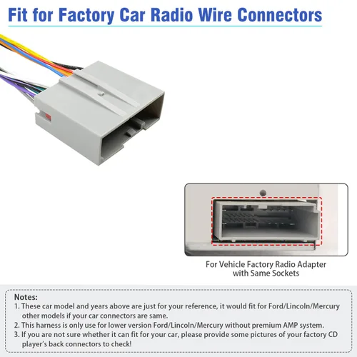 Miniatura 2 de Juego de cables de arnés de cableado de radio de 24 pines compatible con Ford Mercury Lincoln 2006-2012, adaptador de cable de conector estéreo ISO