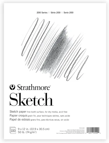 Miniatura 7 de Strathmore Cuaderno de bocetos Serie 200, Bloc Encuadernado con Cinta, 9x12 pulgadas, 100 Hojas (50 libras/74g) - Papel de Artista para Adultos