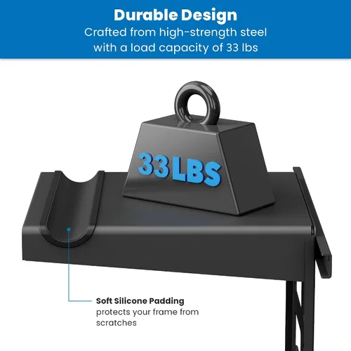 Miniatura 5 de Mount-It! Soporte de pared para bicicleta con estante y ganchos, soporte horizontal para interiores para garaje, hogar, ahorro de espacio, colgador