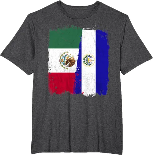 Miniatura 22 de Camiseta con la bandera mexicana de El Salvador con la mitad de la bandera mexicana de El Salvador