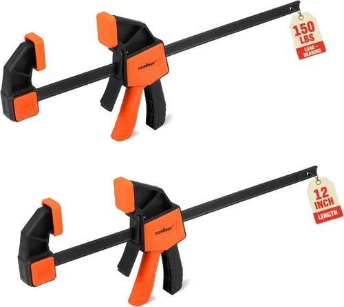 Miniatura 11 de HORUSDY Paquete de 6 abrazaderas de madera para carpintería, abrazaderas de barra de 12 y 6 pulgadas, juegos de abrazaderas de trabajo de madera