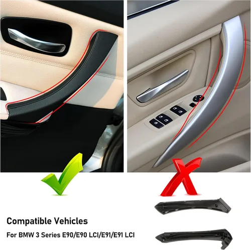 Miniatura 3 de TTCR-II Compatible con cubierta de manija de puerta BMW Serie 3 2006-2012, parte mitad 1 pieza para E90 E91 Manija de tirador de puerta de reemplazo