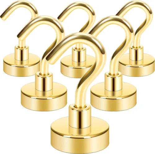 Miniatura 9 de Neosmuk Ganchos magnéticos extrafuertes con resistencia de más de 27 lbs, con imanes de tierras raras resistentes para refrigerador, crucero, Bronce