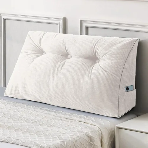 Miniatura 52 de Sasttie - Almohada de cabecero completa, almohada de cuña para cabecero para sentarse en la cama, cojín triangular de apoyo para la espalda