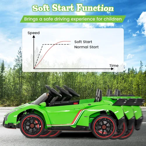 Miniatura 6 de Costzon - Automóvil de paseo Lamborghini con licencia, vehículo deportivo 4WD con batería de 12 V, control remoto, 3 velocidades, puertas Verde