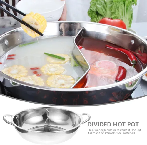 Miniatura 2 de DOITOOL Olla caliente con divisor de acero inoxidable de dos sabores chino Shabu Shabu olla caliente para estufa de gas de inducción eléctrica
