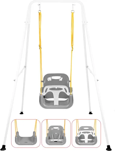 Miniatura 10 de Juego de columpios 3 en 1 para niños pequeños, columpio plegable con soporte, para interiores y exteriores, columpios multifuncionales para patio