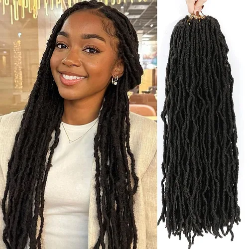 Miniatura 38 de Extensiones de cabello de ganchillo suaves de 22 pulgadas, 7 paquetes de rastas sintéticas preenlazadas para mujeres negras, extensiones de cabello