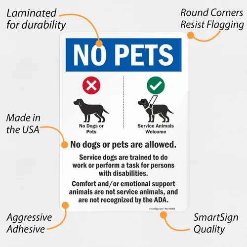 Miniatura 6 de SmartSign Paquete de 4 etiquetas adhesivas de animales de apoyo emocional de 7 x 5 pulgadas con símbolos de perro, poliéster laminado de 5 mil