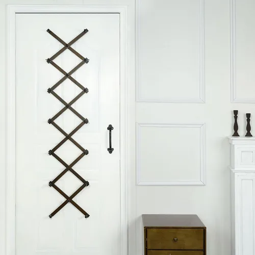 Miniatura 6 de WEBI Acordeón para colgar en la pared, percha de pared para sombreros, acordeón, expandible, de madera, montado en la pared, estante de gancho