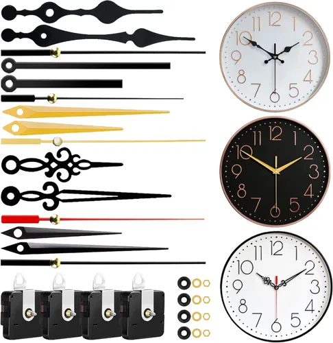 4 PZA Kit de Reemplazo de Mecanismo de Reloj de Cuarzo de Alto Par con 5 Pares Diferentes de Manecillas para Reloj de DIY Repuestos de Reloj Estilo 1