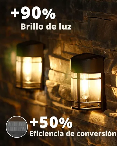 Miniatura 4 de Luces solares para cercas al aire libre, paquete de 8 luces de cubierta alimentadas por energía solar con bombillas LED Edison, luces solares