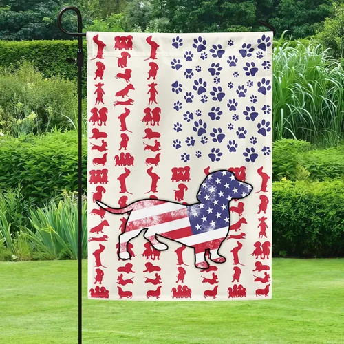 Miniatura 28 de FLAGWIX Banderas de perro patriota americano, bandera de perro labrador retriever de doble cara, decoración para el hogar, exterior, bandera