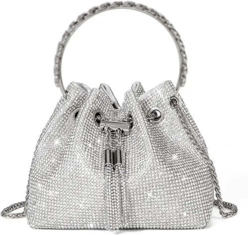 Bolso de mano con cristales brillantes y diamantes de imitación para mujer, bolso de noche con brillo, bandolera para fiesta de boda, graduación,
