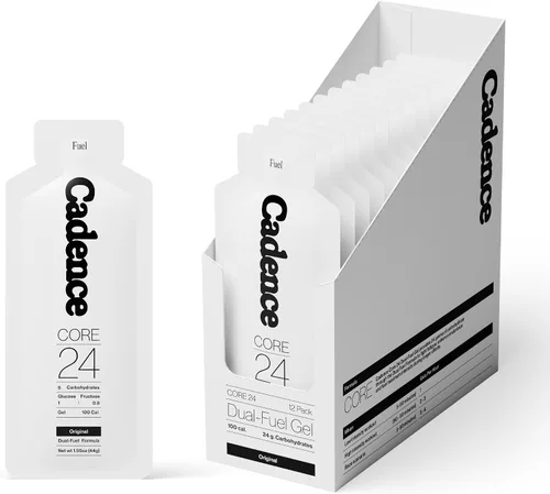 Cadence Core Energy - Geles para correr resistencia, carbohidratos por porción con electrolitos para hidratación, fórmula de combustible dual, para