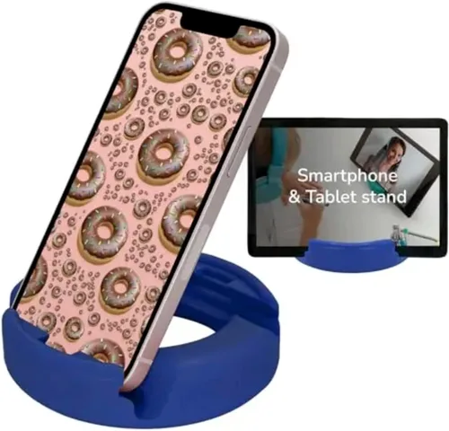 GoDonut Soporte para teléfono original - Soporte para teléfono celular + organizador de escritorio para iPad - Compatible con tableta, iPhone, Azul