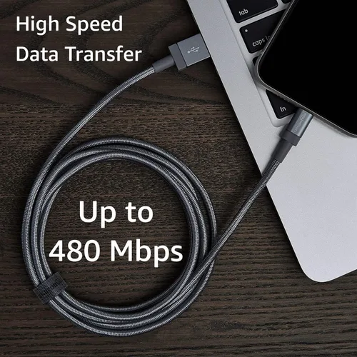 Miniatura 7 de Amazon Basics - Cable cargador USB trenzado de nailon - Cargador para iPhone con certificación MFi Gris-oscuro