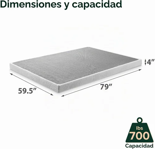 Miniatura 2 de Zinus Muelle de bloqueo rápido de 4 pulgadas de perfil bajo/Base de colchón/Estructura de acero resistente/Fácil armado, Acero, Blanco