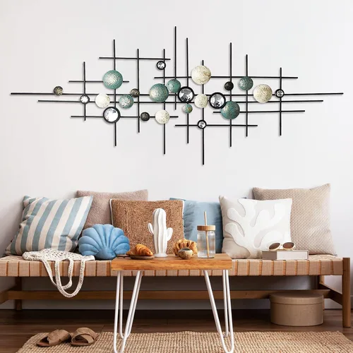 Miniatura 7 de KEQAM Arte de pared de metal moderno grande, decoración de pared de metal para el hogar, esculturas de pared hechas a mano para colgar en la pared